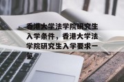 香港大学法学院研究生入学条件，香港大学法学院研究生入学要求一览