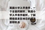 英国小学入学条件，一个全面的解析，英国小学入学条件解析，了解哪些因素影响您的孩子录取机会