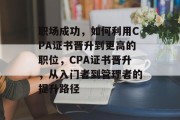 职场成功，如何利用CPA证书晋升到更高的职位，CPA证书晋升，从入门者到管理者的提升路径