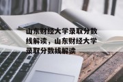山东财经大学录取分数线解读，山东财经大学录取分数线解读