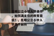 昆明公立小学入学条件，如何满足你的教育需求？，昆明公立小学入学条件解析