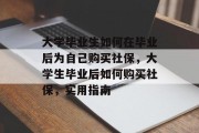 大学毕业生如何在毕业后为自己购买社保，大学生毕业后如何购买社保，实用指南