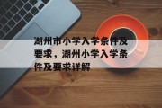 湖州市小学入学条件及要求，湖州小学入学条件及要求详解