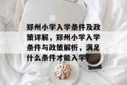 郑州小学入学条件及政策详解，郑州小学入学条件与政策解析，满足什么条件才能入学？