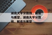 湖南大学分数线，解读与展望，湖南大学分数线，解读与展望