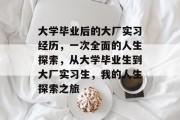 大学毕业后的大厂实习经历，一次全面的人生探索，从大学毕业生到大厂实习生，我的人生探索之旅