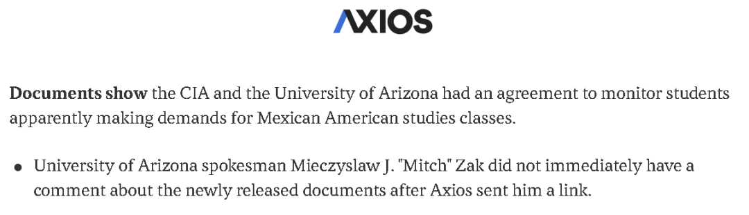 美媒:CIA曾对美国国内知名拉丁裔民权运动人士进行长达15年监视