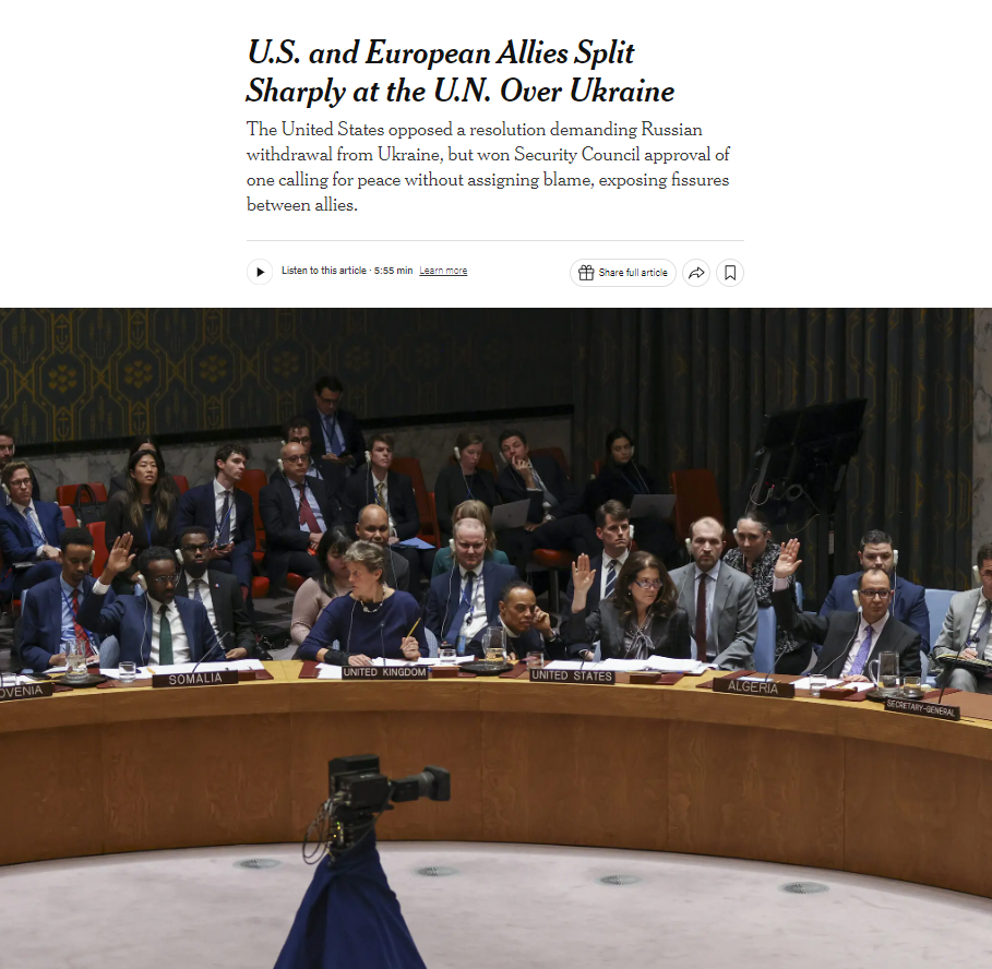 美俄一同投下反对票,美媒惊呼:美欧传统盟友之间“重大分裂”