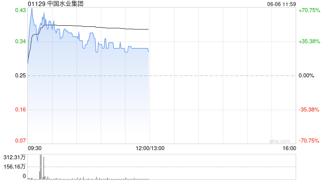 中国水业集团盘中涨超40% 拟折让约8.43%配股净筹约1260万港元