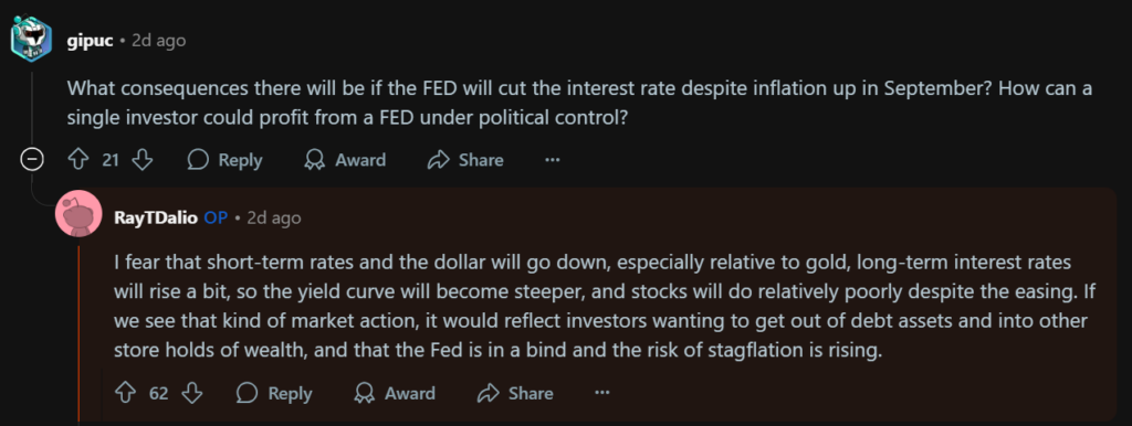 桥水创始人达利欧警告：如果美联储降息，两种资产即将崩溃