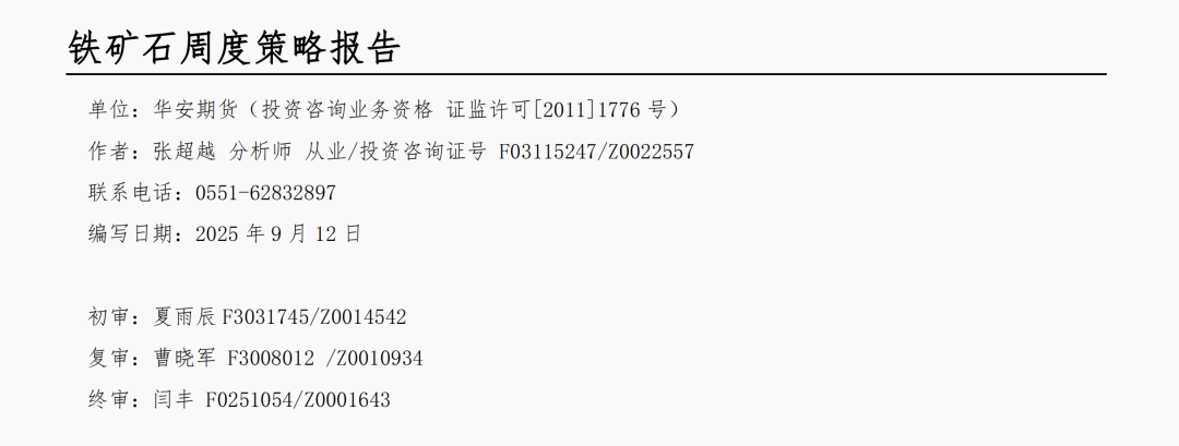 铁矿:供减需稳,走势偏强2025.9.14