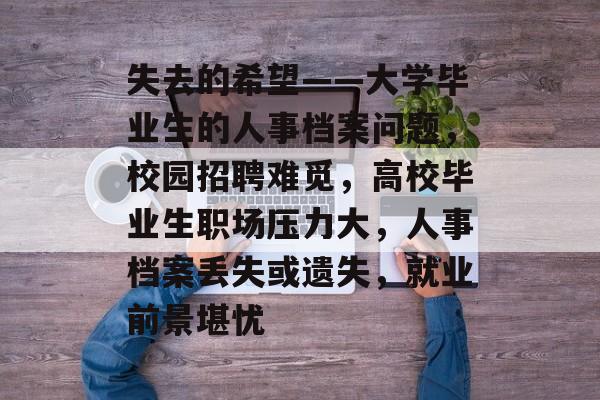 失去的希望——大学毕业生的人事档案问题,校园招聘难觅,高校毕业生职场压力大,人事档案丢失或遗失,就业前景堪忧 失去的希望——大学毕业生的人事档案问题,校园招聘难觅,高校毕业生职场压力大,人事档案丢失或遗失,就业前景堪忧